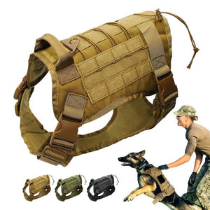 Tactical Vest Adjustable Nylon Water-Resistant Dog Harness with Handle for Training or Service